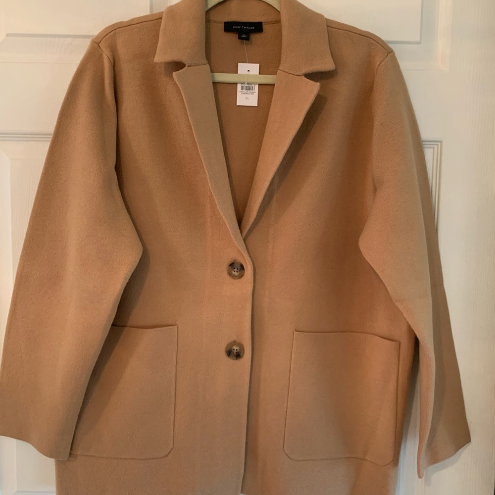 Ann Taylor Tan Blazer with Button Detail